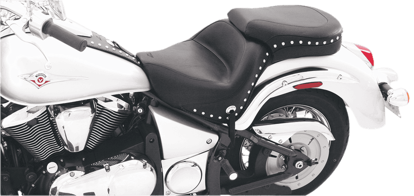 MUSTANG 0810-0508 Seat - Wide - Touring - Without Backrest - One-Piece - Chrome Studded - Black w/Conchos - VN900
