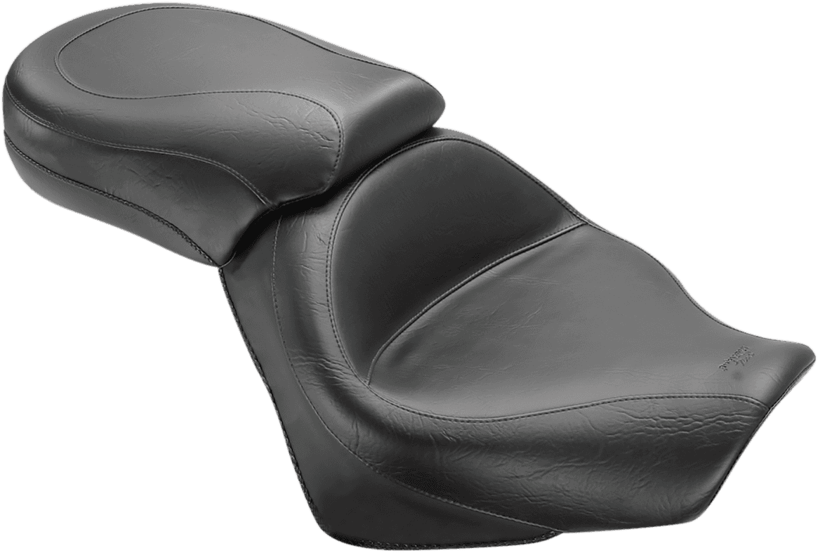 MUSTANG 0810-0552 Seat - Vintage - Wide - Touring - Without Driver Backrest - Two-Piece - Smooth - Black