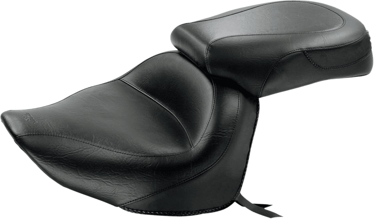 MUSTANG 0810-0556 Seat - Vintage - Wide - Touring - Without Driver Backrest - Two-Piece - Smooth - Black - Raider
