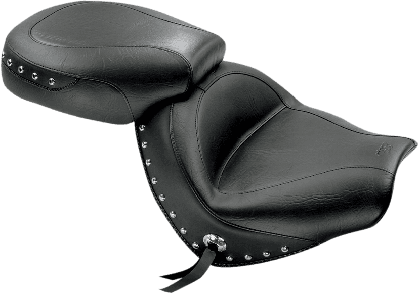 MUSTANG 0810-0670 Seat - Wide - Touring - Without Backrest - Two- Piece - Chrome Studded - Black w/Conchos - VTX1300C