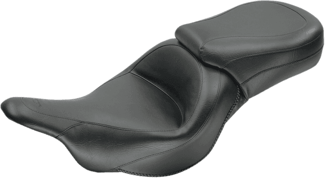 MUSTANG 0810-0844 Seat - Vintage - Wide - Touring - Without Driver Backrest - One-Piece - Smooth - Black - Vulcan