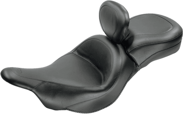 MUSTANG 0810-0854 Seat - Vintage - Wide - Touring - With Driver Backrest - One-Piece - Smooth - Black - Vulcan