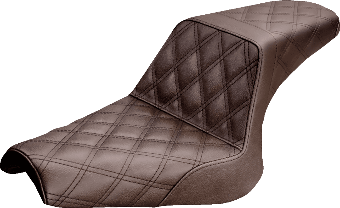SADDLEMEN 0810-2058 Step-Up Seat - Full Lattice Stitch - Brown - Bolt '13-'24