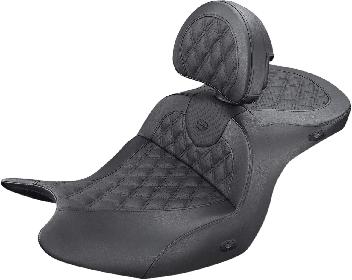 SADDLEMEN 0810-2083 Heated Roadsofa™ Seat - Lattice Stitch - w/ Backrest - GL