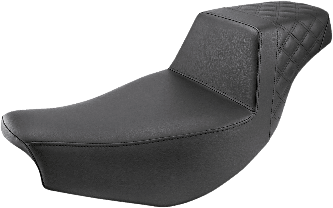 SADDLEMEN 0810-2162 Step-Up Seat - Front Smooth/Rear Lattice Stitch - Black - Indian