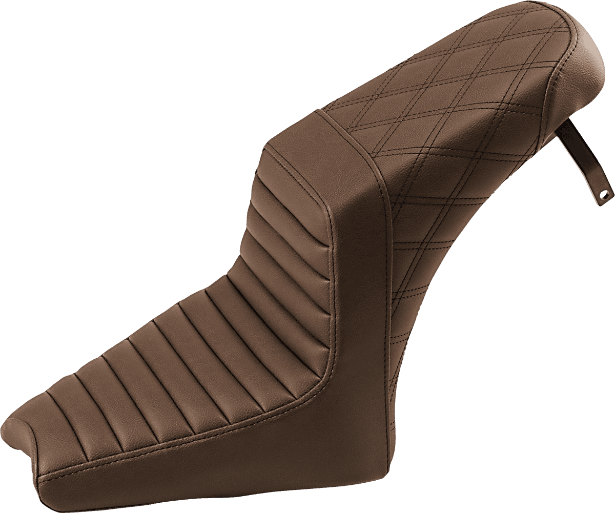 SADDLEMEN 0810-2168 Step-Up Seat - Front Tuck-n-Roll/Rear Lattice Stitch - Brown - Scout '18-'24