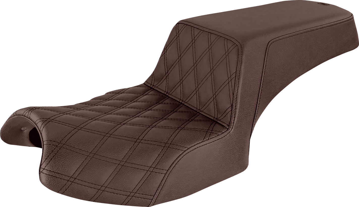 SADDLEMEN 0810-2175 Step-Up Seat - Front Lattice Stitch/Rear Smooth - Brown - Challenger
