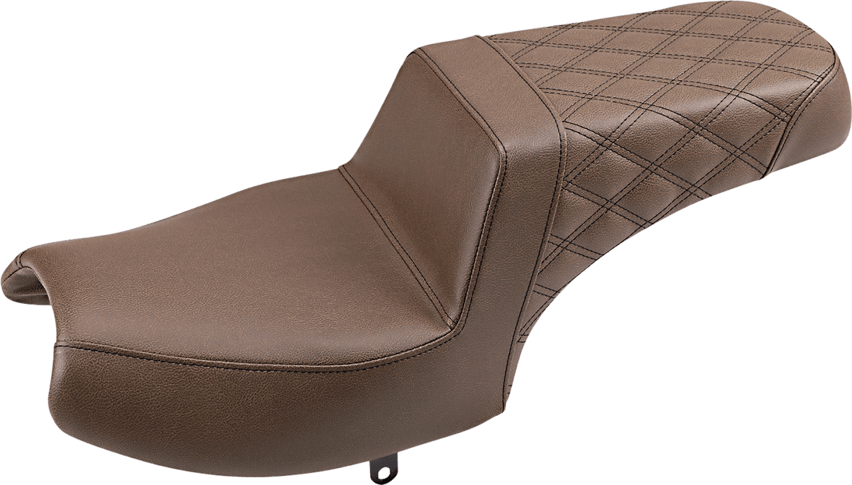 SADDLEMEN 0810-2177 Step-Up Seat - Front Smooth/Rear Lattice Stitch - Brown - Challenger