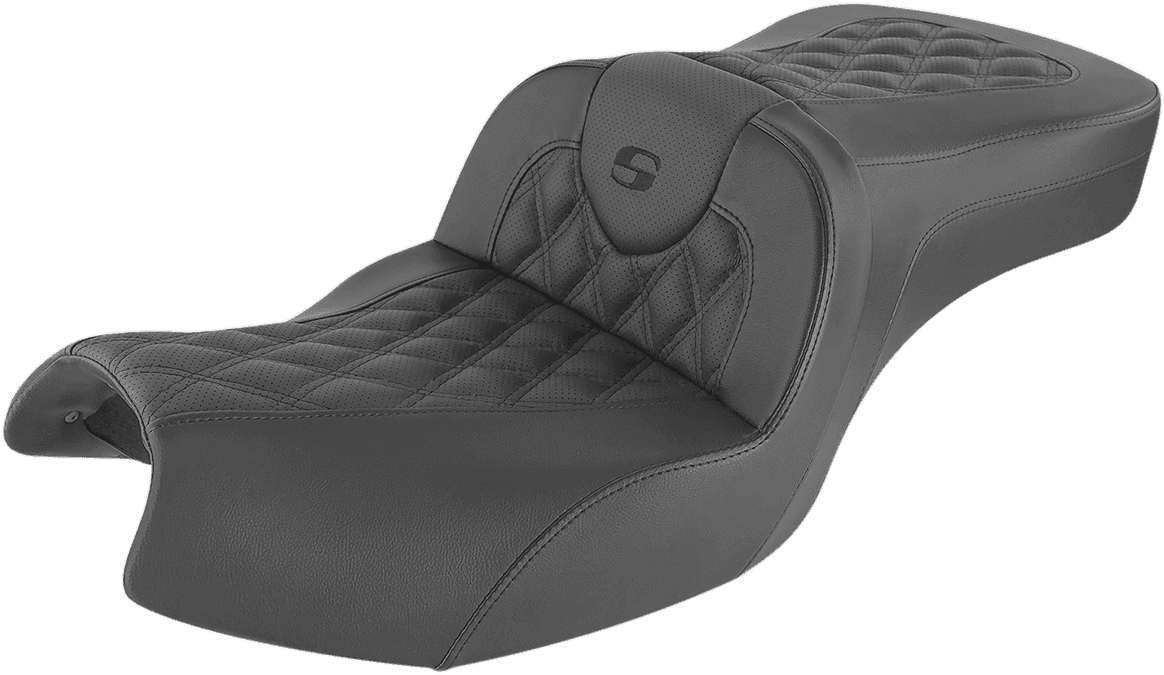 SADDLEMEN 0810-2179 Roadsofa™ Seat - Full Lattice Stitch - Black - Indian