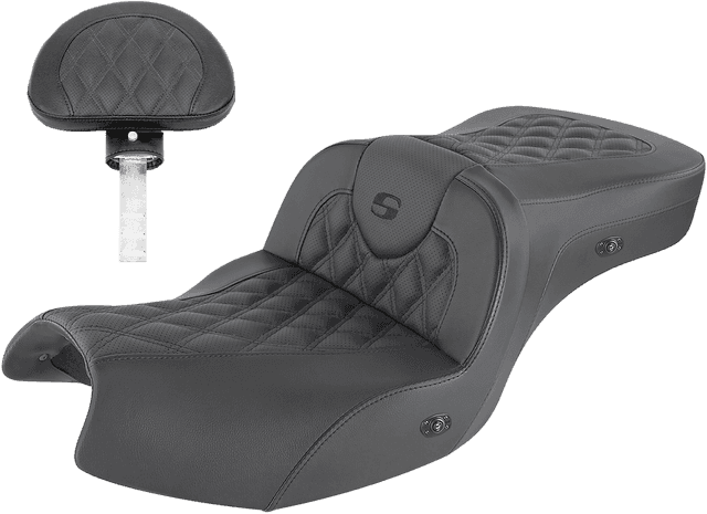 SADDLEMEN 0810-2182 Heated Roadsofa™ Seat - Lattice Stitch - w/ Backrest - GL