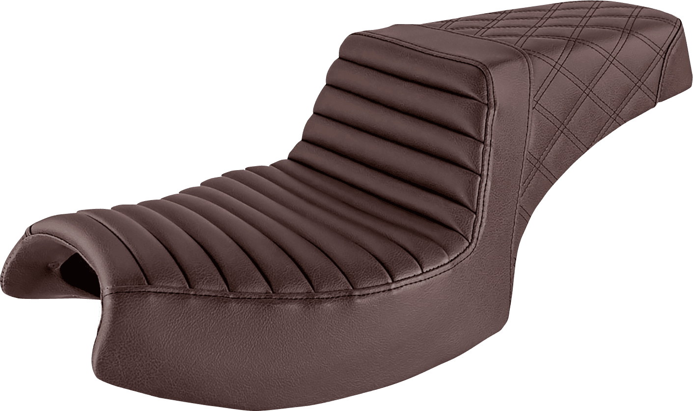 SADDLEMEN 0810-2206 Step-Up Seat - Front Tuck-n'-Roll/Rear Lattice Stitch - Brown - Challenger