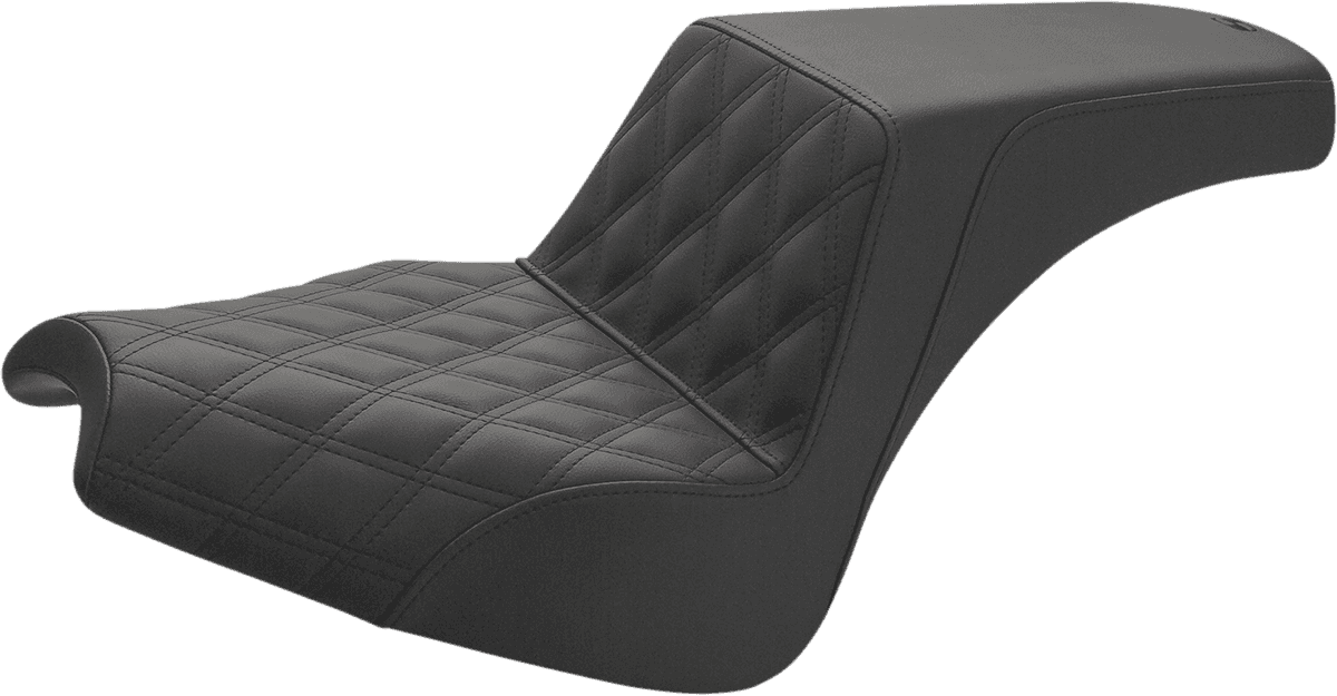 SADDLEMEN 0810-2309 Step-Up Seat - Front Lattice Stitch/Rear Smooth - Black - Chief