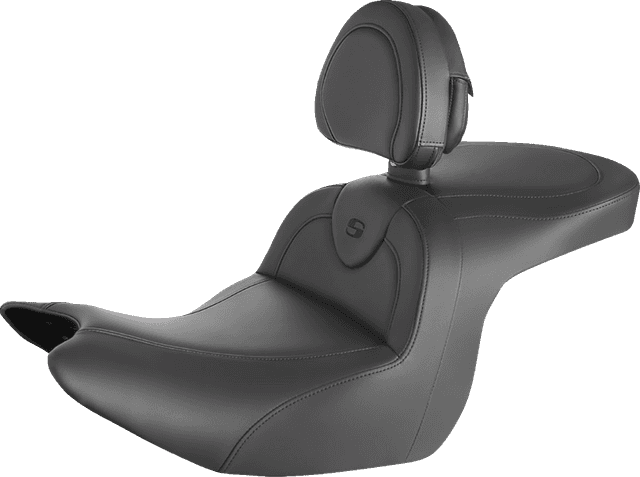 SADDLEMEN 0810-2343 RoadSofa™ Seat - with Backrest - Black/Black Stitching - GL1800 '18-'24