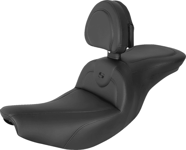 SADDLEMEN 0810-2347 RoadSofa™ Seat - with Backrest - Black/Black Stitching - Indian '14-'24