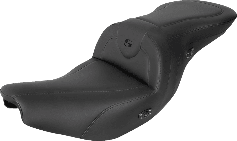 SADDLEMEN 0810-2349 RoadSofa™ Seat - Without Backrest - Black w/ Black Stitching - Heated - Indian '14-'24