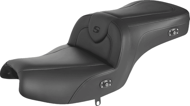 SADDLEMEN 0810-2353 RoadSofa™ Seat - without Backrest - Black w/ Black Stitching - Heated - Challenger/Pursuit '20-'24