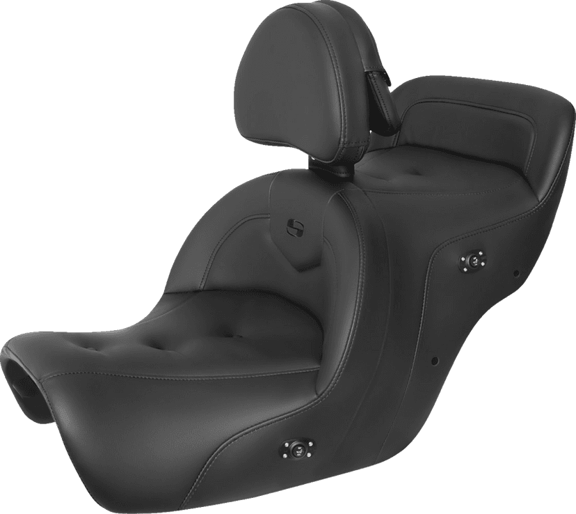 SADDLEMEN 0810-2367 RoadSofa™ Seat - with Backrest - Pillow Top - Black - Heated - GL1500 '88-'00