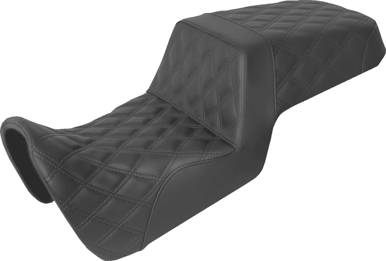 SADDLEMEN 0810-2376 Step-Up Seat - Full Lattice Stitch - Black - Pan America '21-'24