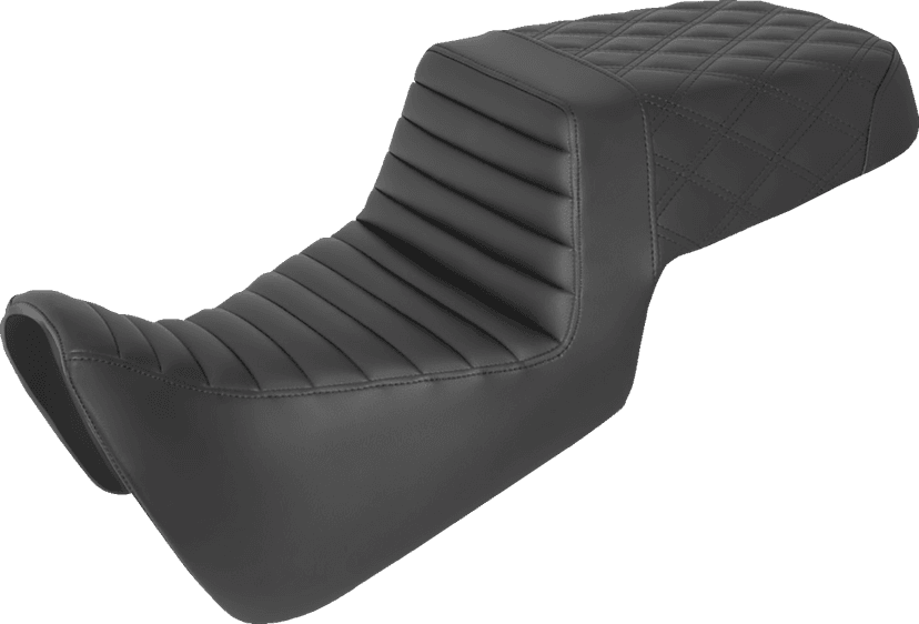 SADDLEMEN 0810-2377 Step-Up Seat - Front Tuck-n-Roll/Rear Lattice Stitch - Black - Pan America '21-'24
