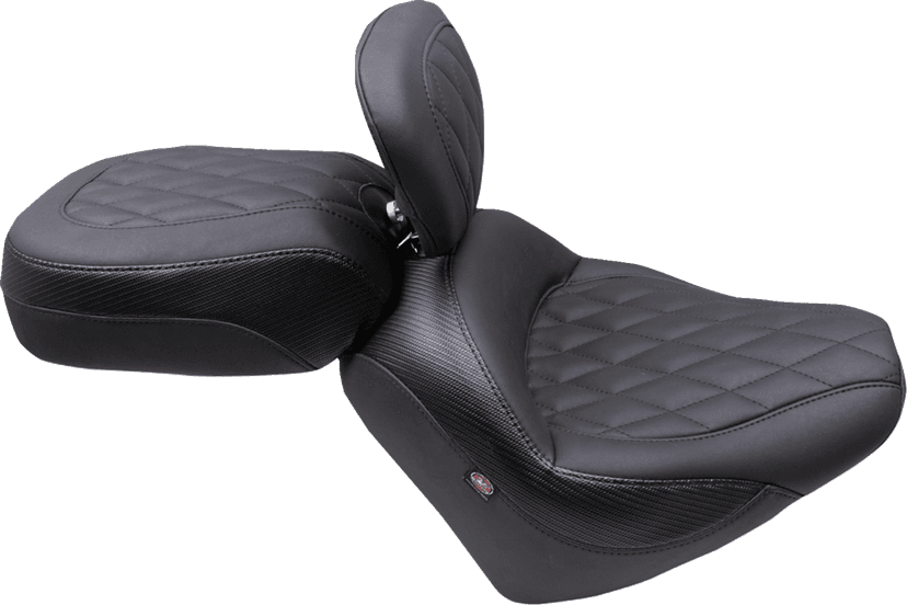 MUSTANG 0810-2385 Solo Touring Seat - w/ Driver Backrest - Black - Diamond Stitch - Chief '22-'23 — image 2 of 4