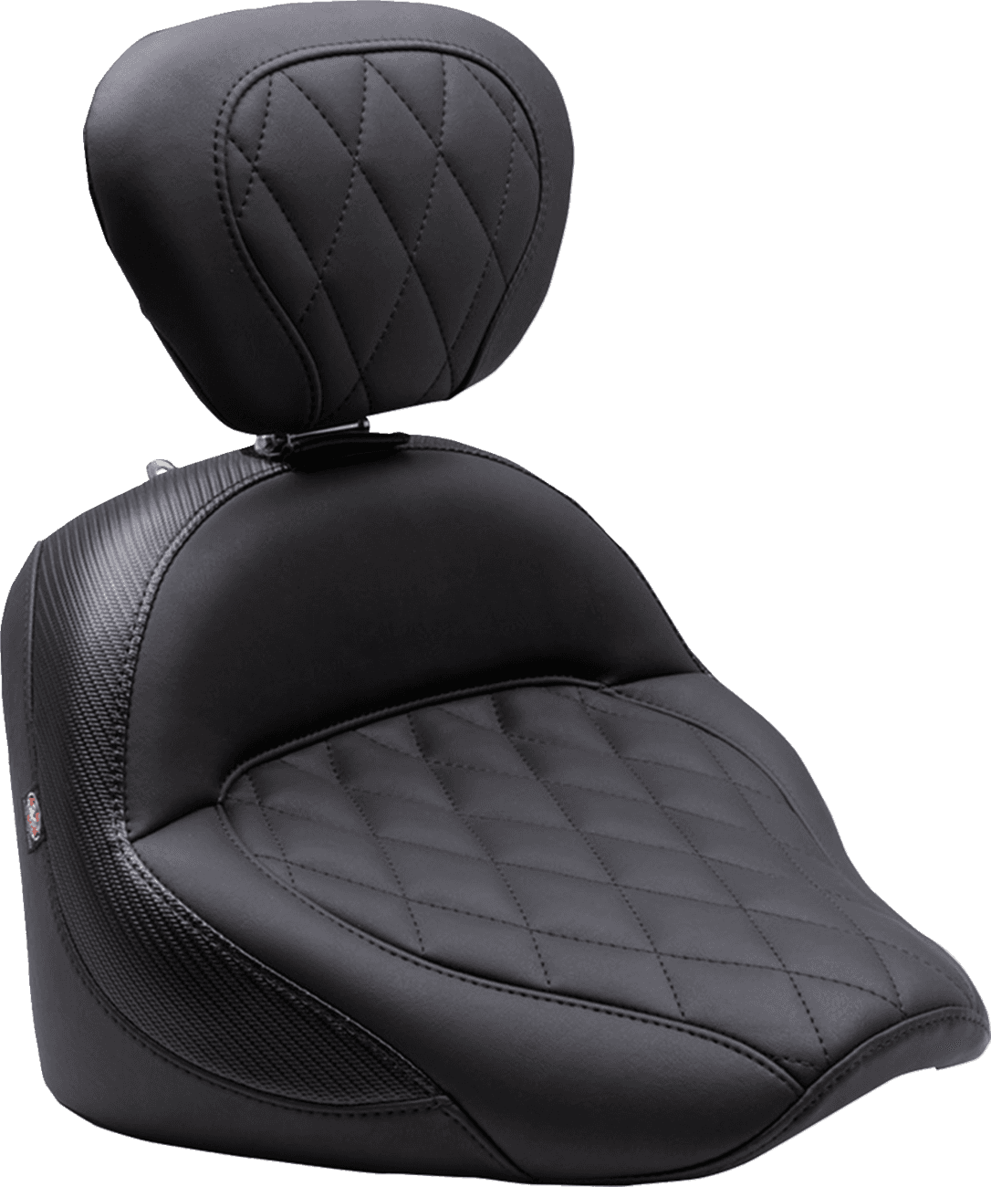 MUSTANG 0810-2385 Solo Touring Seat - w/ Driver Backrest - Black - Diamond Stitch - Chief '22-'23