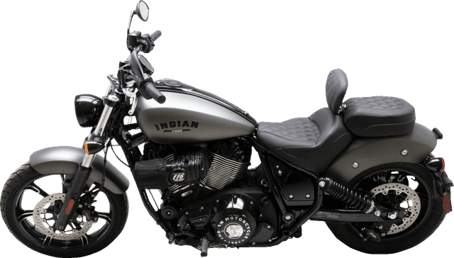 MUSTANG 0810-2385 Solo Touring Seat - w/ Driver Backrest - Black - Diamond Stitch - Chief '22-'23 — image 4 of 4