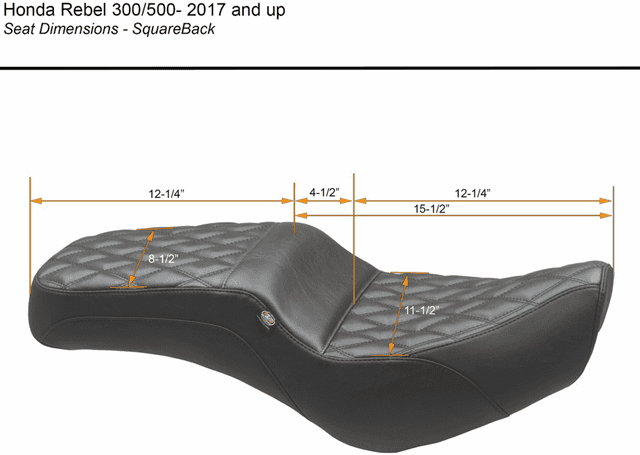 MUSTANG 0810-2395 Squareback Seat - Black - Double Diamond - Rebel 300/500 '17-'23 — image 2 of 3