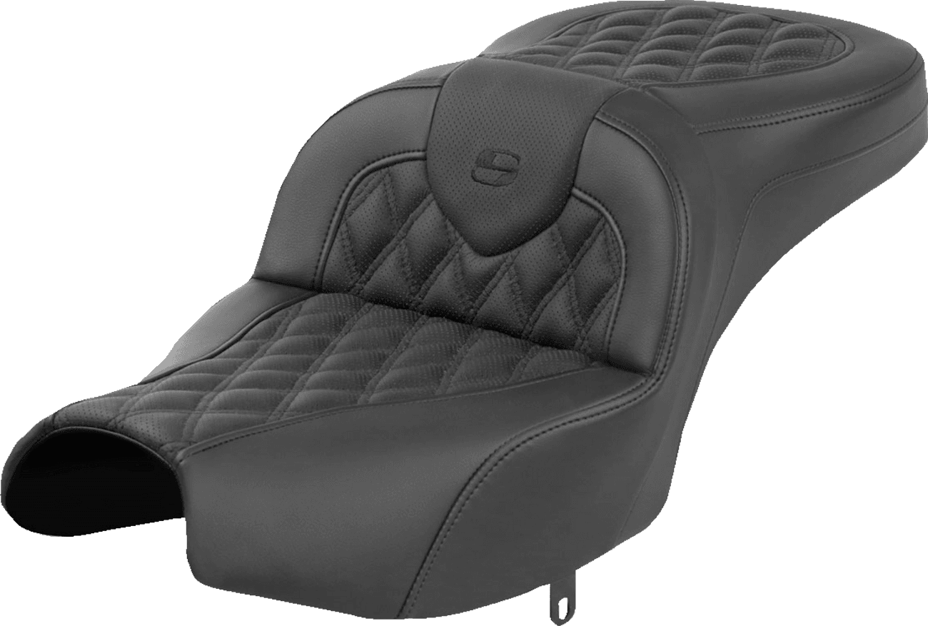 SADDLEMEN 0810-2426 Roadsofa™ Seat - Without Backrest - Black - Lattice Stitch - Indian Pursuit '22-'24