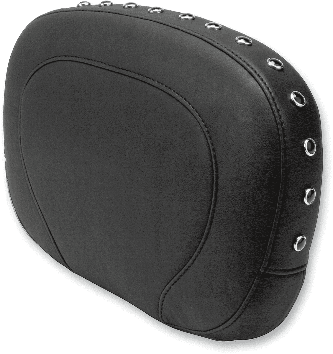 MUSTANG 0822-0120 Passenger Backrest Pad - Smooth - Black Studs - FLHR/FLHX '94-'21