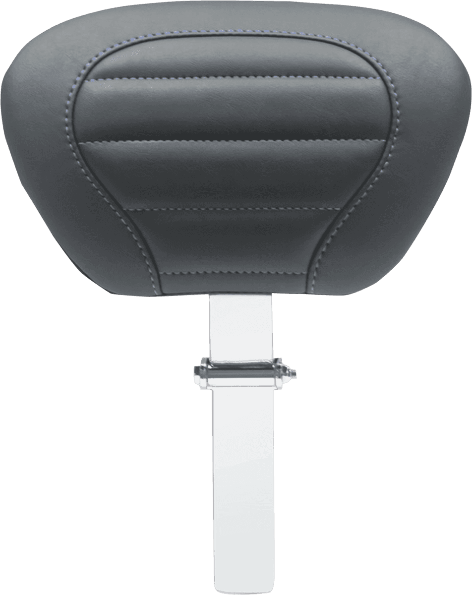 MUSTANG 0822-0494 Deluxe Driver Backrest - Black w/ Sky Blue Stitching - FLT/FLH '08-'25