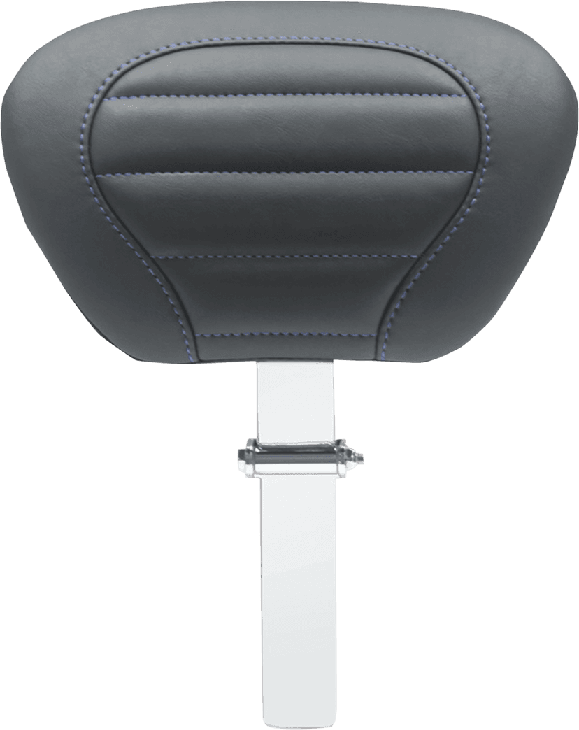 MUSTANG 0822-0494 Deluxe Driver Backrest - Black w/ Sky Blue Stitching - FLT/FLH '08-'25