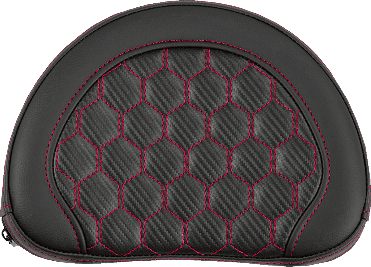 SADDLEMEN 0822-0578 RoadSofa™ Sissy Bar Pad - Honeycomb - Red Stitching