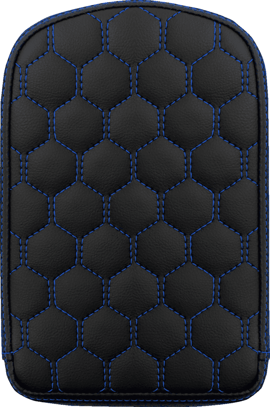 SADDLEMEN 0822-0589 RoadSofa™ Sissy Bar Pad - Honeycomb - Blue Stitching