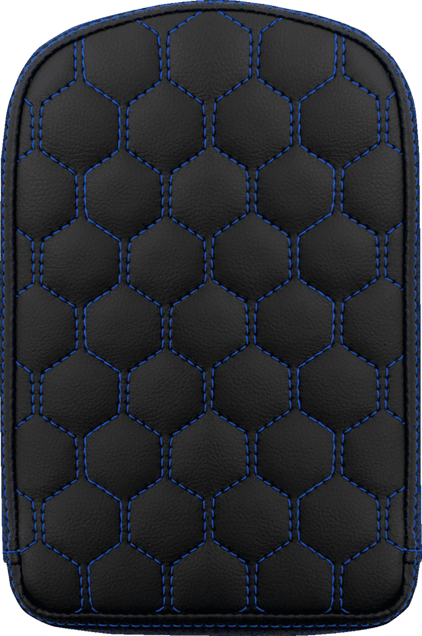 SADDLEMEN 0822-0589 RoadSofa™ Sissy Bar Pad - Honeycomb - Blue Stitching