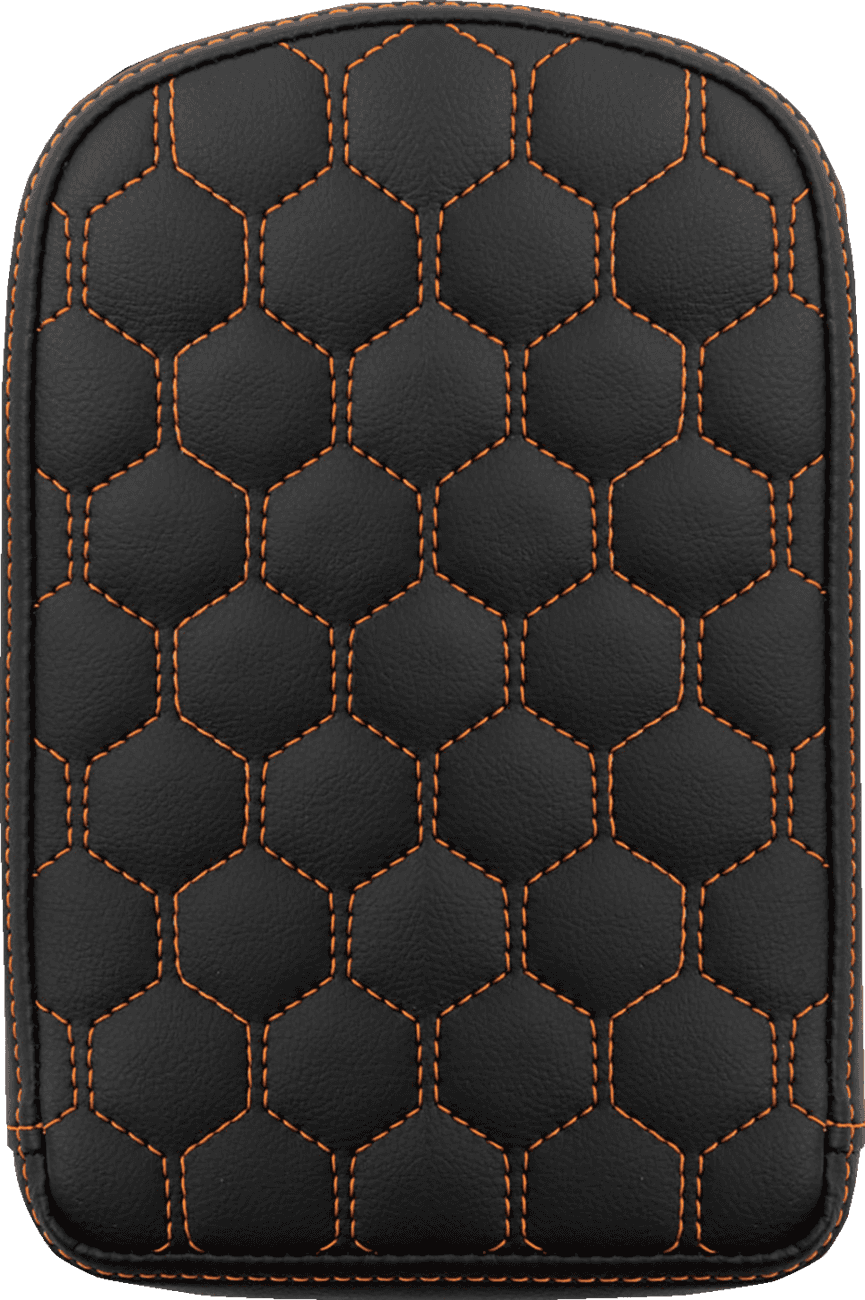 SADDLEMEN 0822-0590 RoadSofa™ Sissy Bar Pad - Honeycomb - Orange Stitching
