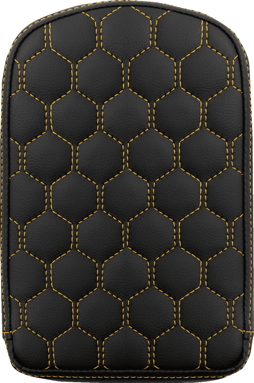 SADDLEMEN 0822-0591 RoadSofa™ Sissy Bar Pad - Honeycomb - Gold Stitching