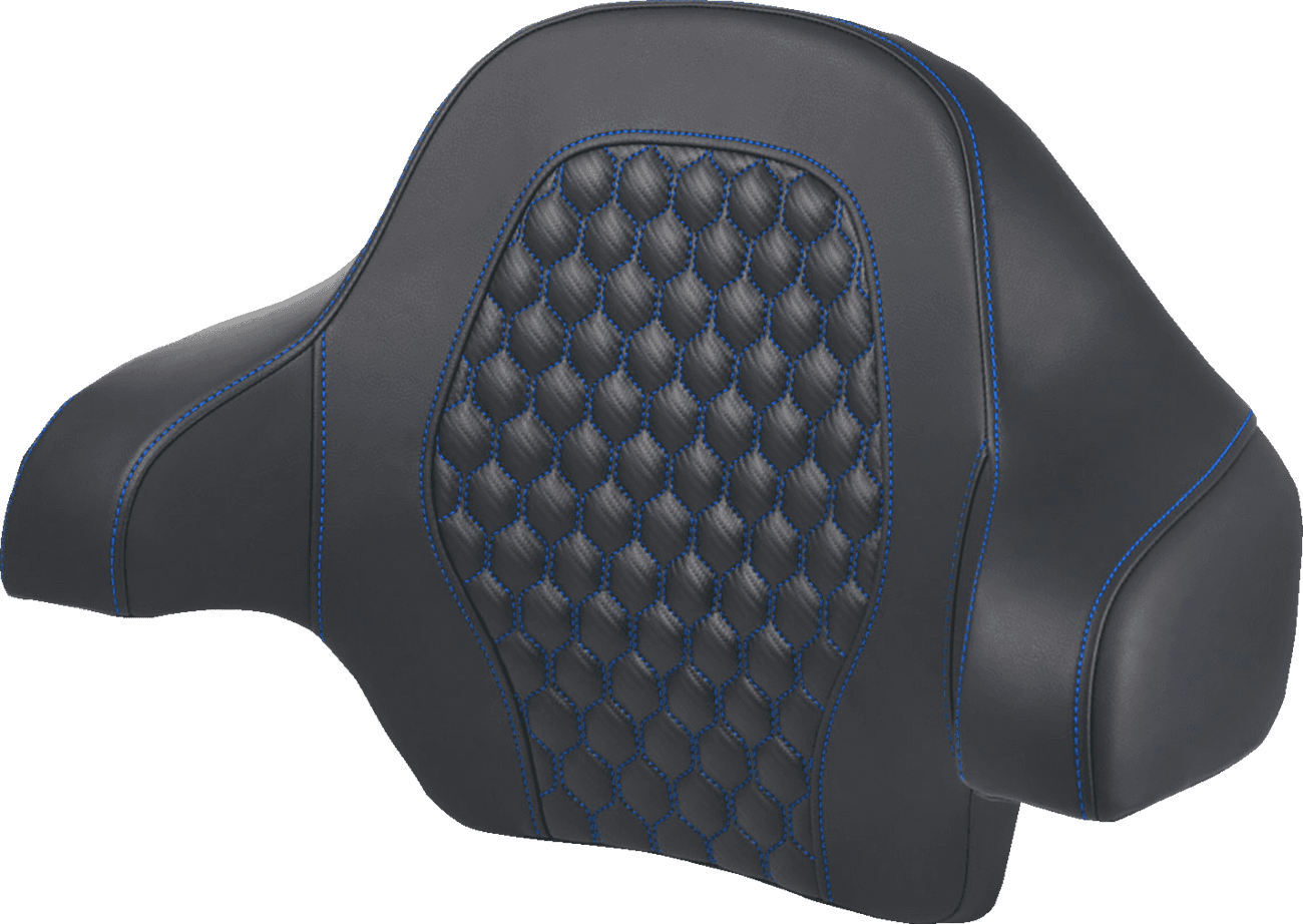 SADDLEMEN 0822-0594 Tour Pack Backrest Pad - Honeycomb - Blue Stitching - FL '14-'24
