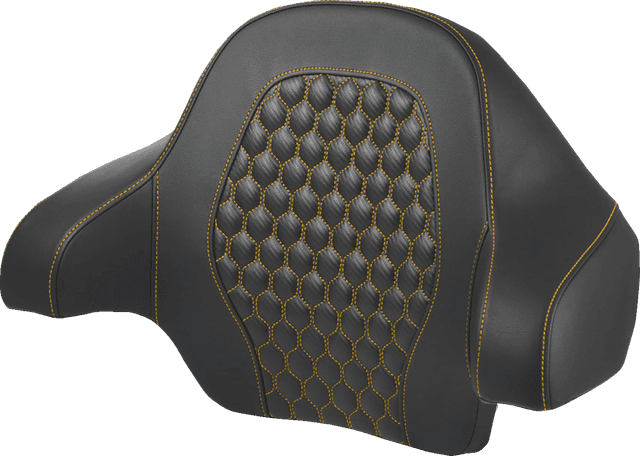 SADDLEMEN 0822-0596 Tour Pack Backrest Pad - Honeycomb - Gold Stitching - FL '14-'24