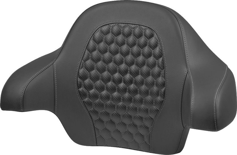 SADDLEMEN 0822-0603 Tour Pack Backrest Pad - Honeycomb - Gray Stitching - FLH/FLT '14-'24