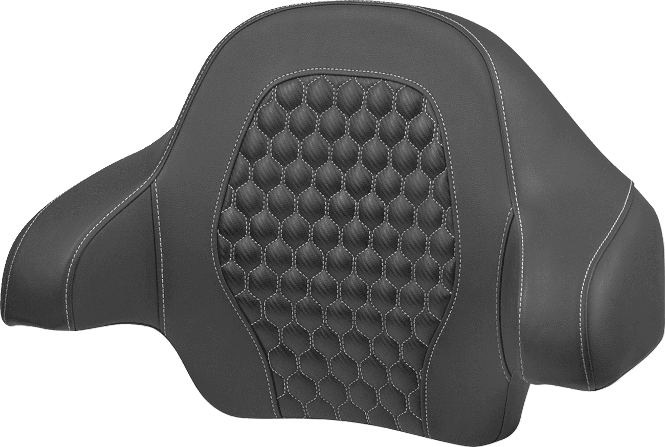 SADDLEMEN 0822-0604 Tour Pack Backrest Pad - Honeycomb - Silver Stitching - FLH/FLT '14-'24