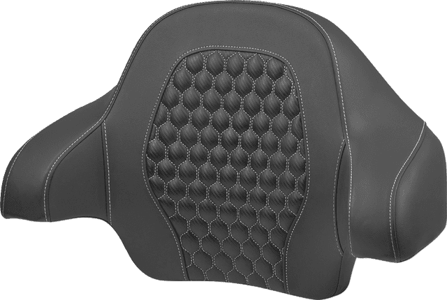 SADDLEMEN 0822-0604 Tour Pack Backrest Pad - Honeycomb - Silver Stitching - FLH/FLT '14-'24