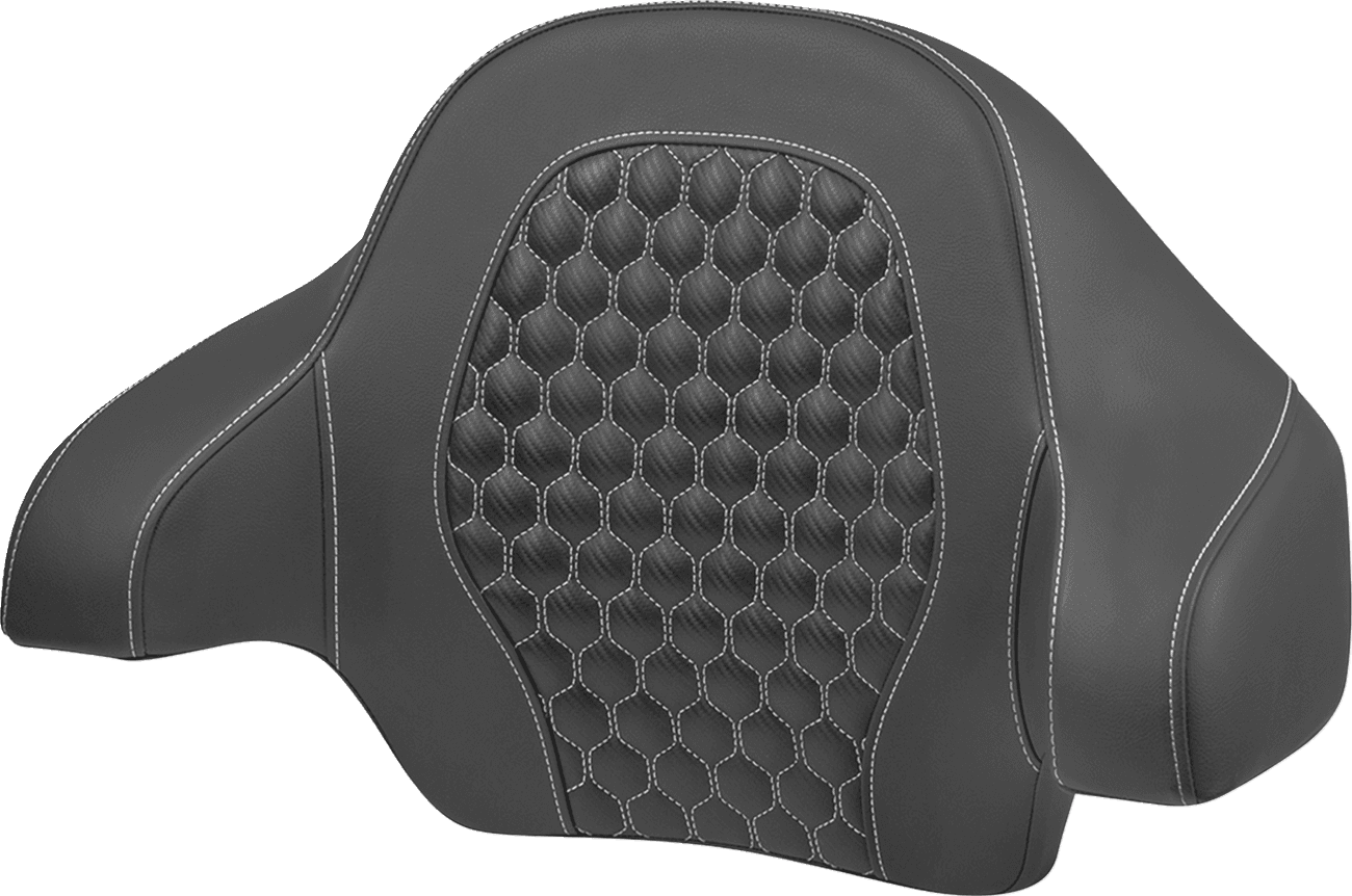 SADDLEMEN 0822-0605 Tour Pack Backrest Pad - Honeycomb - White Stitching - FLH/FLT '14-'24
