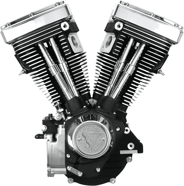 S&S CYCLE 0901-0187 V80 Long-Block Engine - Wrinkle Black - Custom Chassis | Evolution Big Twin