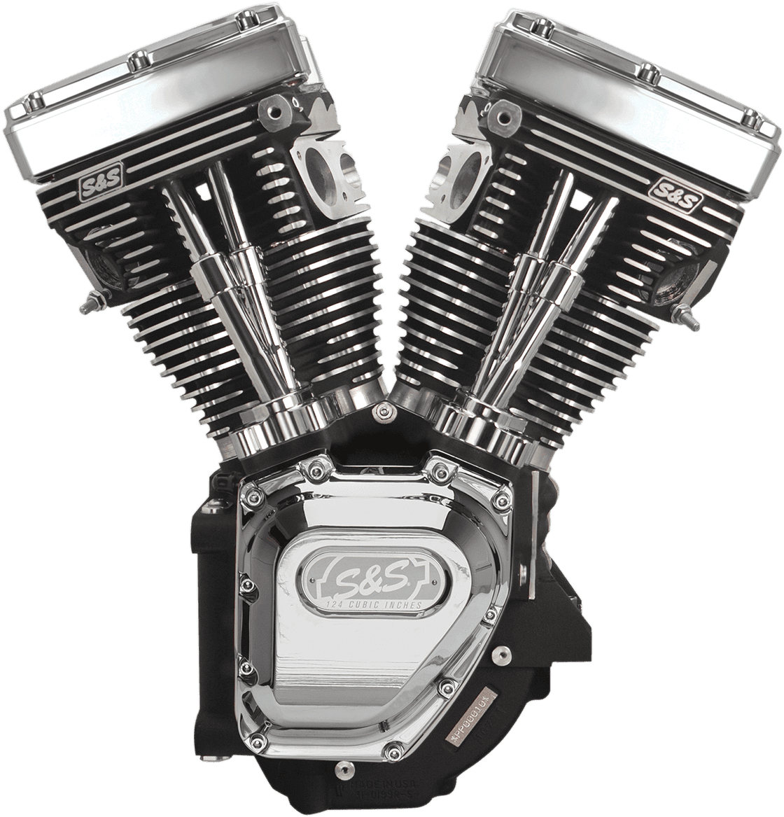 S&S CYCLE 0901-0232 T124 Long Block Engine - Wrinkle Black with Chrome - Touring | Dyna