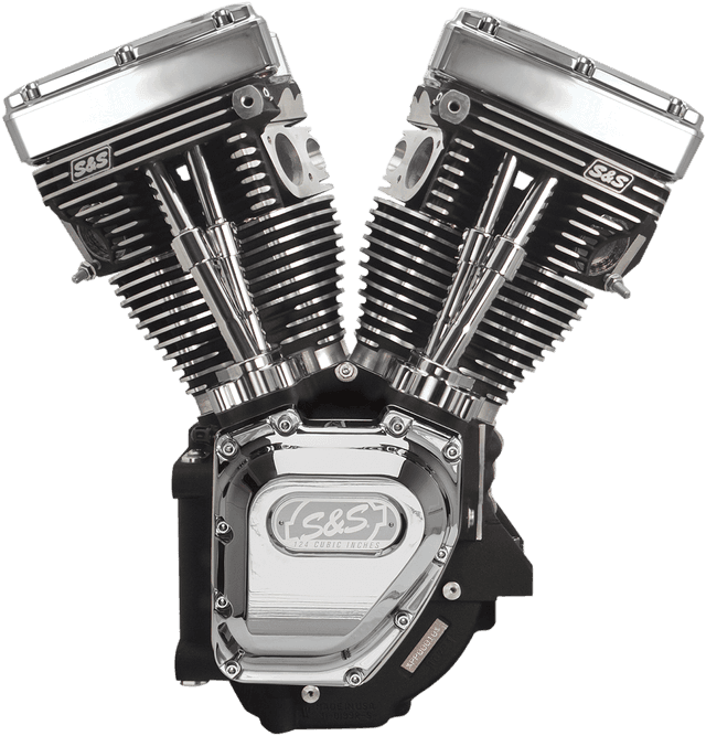 S&S CYCLE 0901-0232 T124 Long Block Engine - Wrinkle Black with Chrome - Touring | Dyna