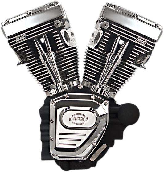 S&S CYCLE 0901-0235 T124 Long Block Engine - Wrinkle Black and Chrome - Touring