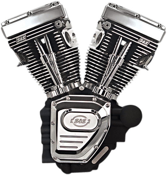 S&S CYCLE 0901-0235 T124 Long Block Engine - Wrinkle Black and Chrome - Touring
