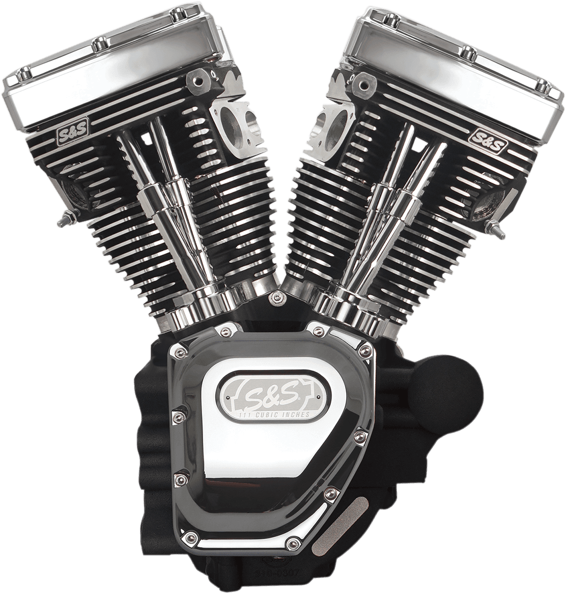 S&S CYCLE 0901-0238 T111 Long Block Engine - Wrinkle Black and Chrome - Touring