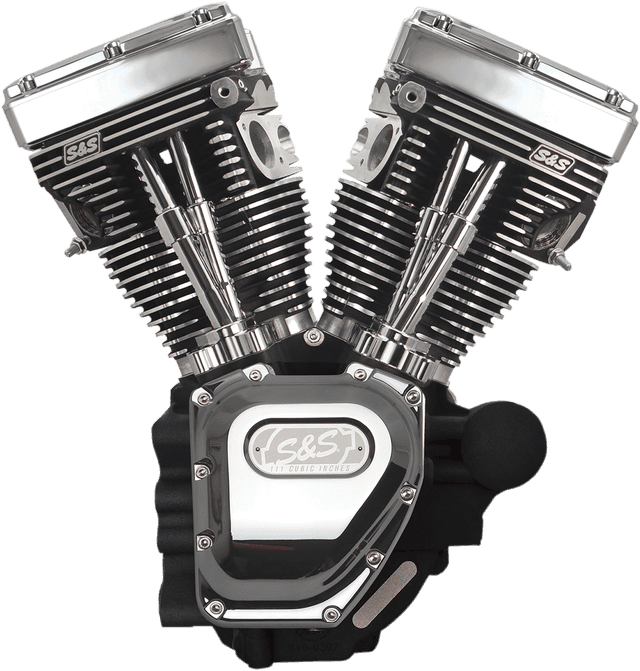 S&S CYCLE 0901-0238 T111 Long Block Engine - Wrinkle Black and Chrome - Touring