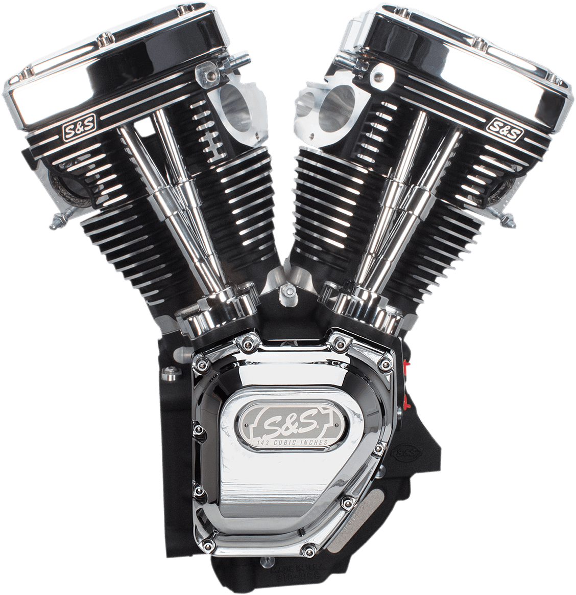 S&S CYCLE 0901-0239 T143 Long Block Engine - Wrinkle Black and Chrome - Touring | Dyna